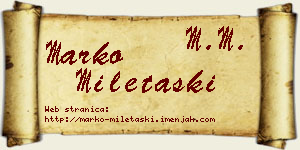 Marko Miletaški vizit kartica